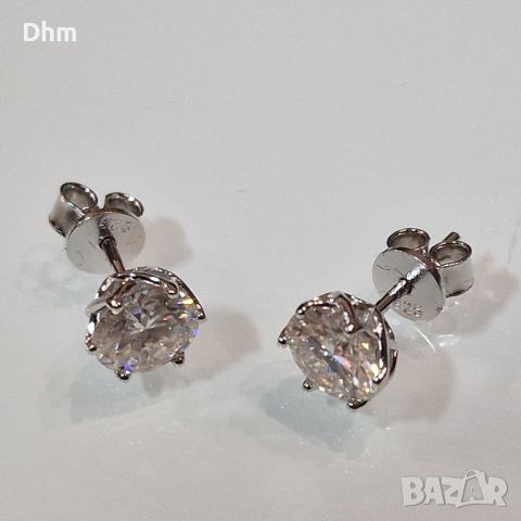 Дамски сребърни обеци с брилянти , снимка 8 - Обеци - 45332263