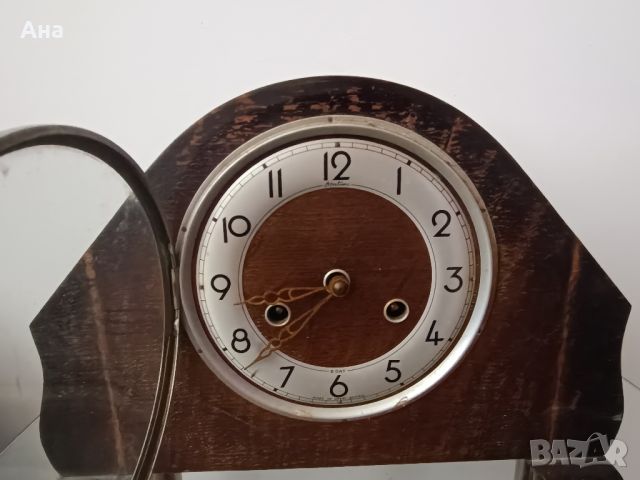 Стар английски механичен каминен часовник, снимка 2 - Антикварни и старинни предмети - 46371271