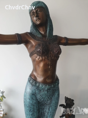 150см-37кг Chiparus статуя/голяма френска бронзова скулптура/Арт Деко фигура на египетска танцьорка, снимка 4 - Статуетки - 52134630