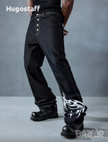 Нови дънки Casual Jeans модерен дизайн панталони черни размер 34, снимка 6 - Дънки - 52503108