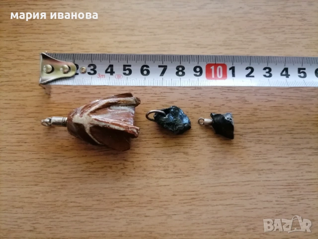 Лот висулки яспис тектити на сребърни  носачи