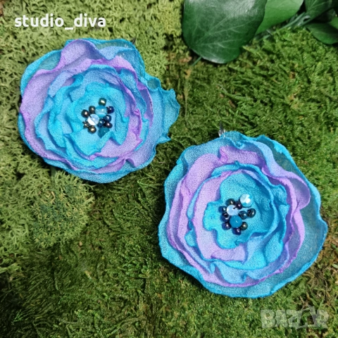 Обеци цветя, снимка 2 - Обеци - 52284353