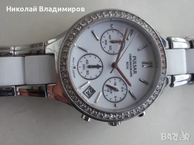 Pulsar оригинален дамски керамичен chronograph часовник, снимка 3 - Дамски - 48146573