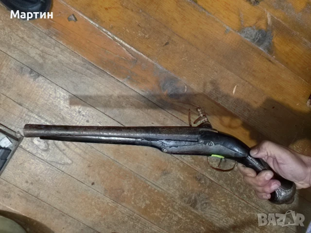 Античен кремъчен пистолет – ръчна изработка, 18–19 век Цена: 2200 лв.  Продавам старинен кремъчен пи, снимка 6 - Бойно оръжие - 50526360