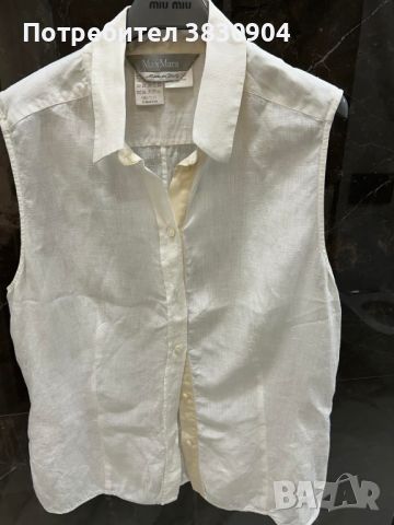 Блуза без ръкав, MaxMara, Италия, размер IT 46-48, лен, снимка 2 - Ризи - 45387110
