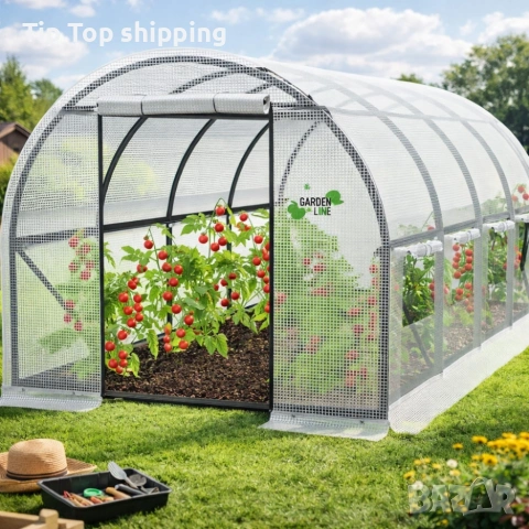 Градинска четирисегментна бяла оранжерия - модерен и ярък дизайн - 6 х 3 х 2м