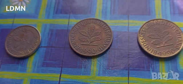 3 Монети - 5 и 10 Pfennig 1990 F, D, A Федерална Република Германия, снимка 2 - Нумизматика и бонистика - 52063307