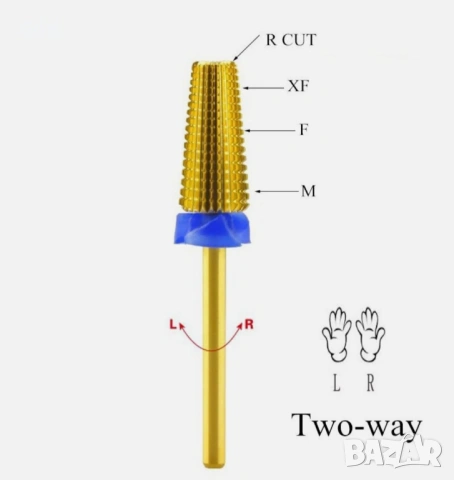 Електрическа златна карбидна пила накрайник за нокти, снимка 2 - Друга електроника - 53621825
