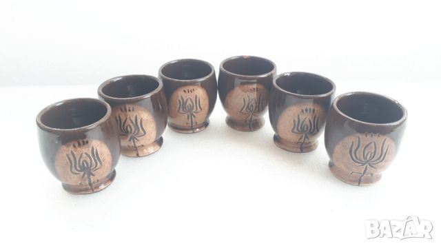 Шест малки глинени чашки, снимка 2 - Други ценни предмети - 45083616