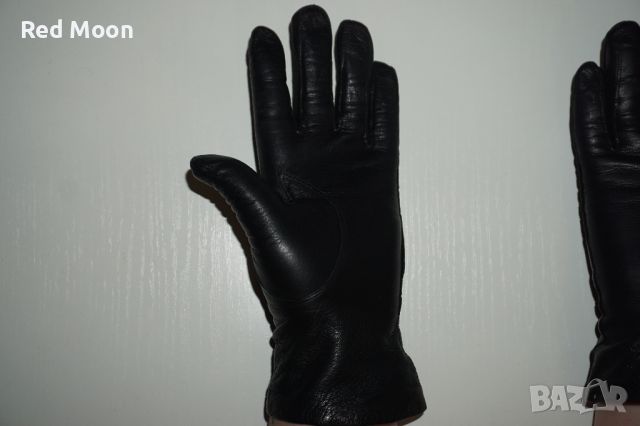 Черни Дамски Ръкавици От Естествена Кожа Размер S, снимка 9 - Ръкавици - 45423309