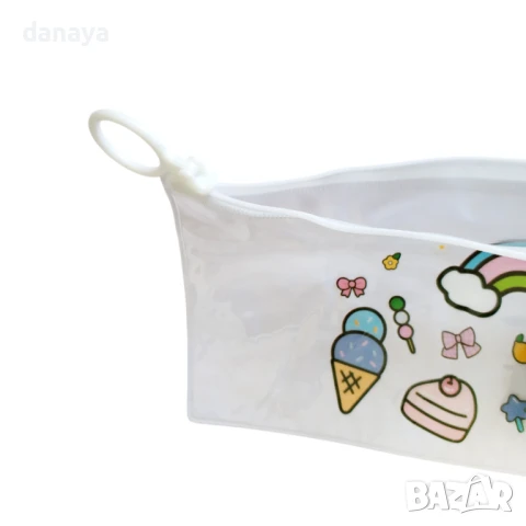 5890 Ученически несесер с прозрачна лицева страна и цветен принт, снимка 7 - Ученически пособия, канцеларски материали - 50598992