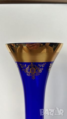 Голяма кристална ваза Bohemia с позлата, снимка 5 - Вази - 46439848