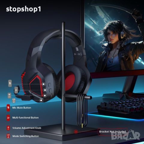 Captain 100 Безжични слушалки за игри PC за PS5, PS4, Mac, Switch, 2,4 GHz Bluetooth , снимка 4 - Bluetooth слушалки - 46673589