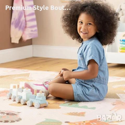 Двулицев образователен детски килим Горски животни 180 х 200 см - водоустойчив, сгъваем, снимка 5 - Други - 54001052