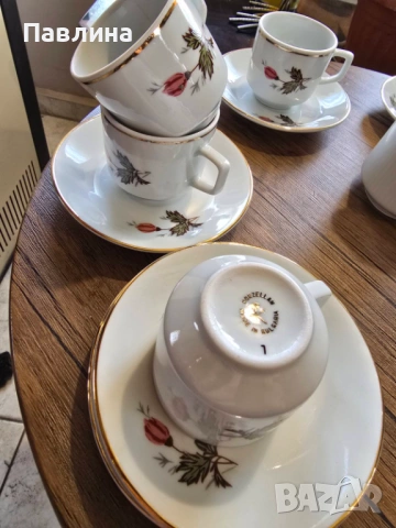 Порцеланови двойни сетове за късо кафе на "Китка", снимка 6 - Чаши - 54234592