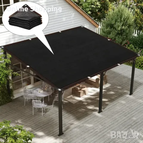 Черна Слънцезащитна тента - сенник за вашата градина, басейн и тераса, 2х3,  2х4,  3х3,  3х4 метра, снимка 1