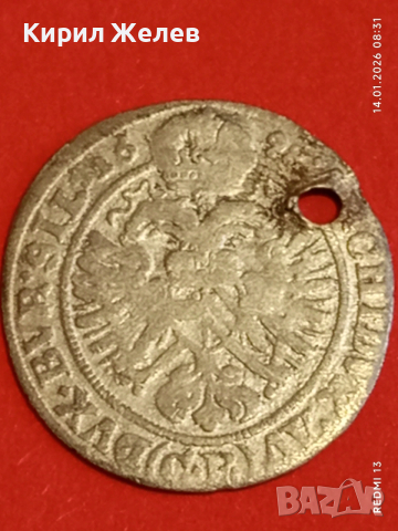 Сребърна монета 3 кройцера 1698г. Леополд първи Австрия уникат 53004, снимка 11 - Нумизматика и бонистика - 53092461