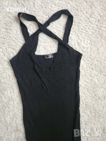 Дамска дълга черна рокля плетиво S размер, снимка 4 - Рокли - 50424188