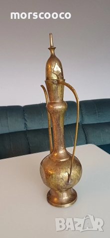 Персийска бронзова кана за ракия,ибрик - Aftaba , снимка 4 - Антикварни и старинни предмети - 52570660