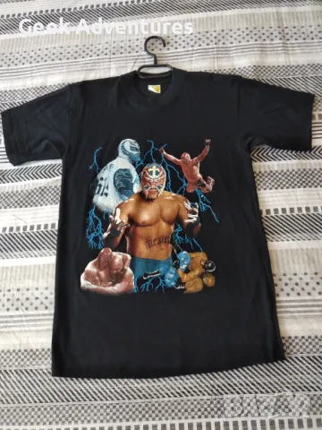 WWE Rey Mysterio Мъжка Черна Keч Тениска Размер S Къс Ръкав, снимка 2 - Тениски - 50099077