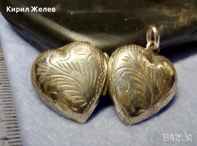 АрНУВО РЪЧНО ФЛОРАЛНО ОРНАМЕНТИРАН СРЕБЪРЕН МЕДАЛЬОН СЪРЧИЦЕ РАМКА За СНИМКИ СРЕБРО 925 АНГЛИЯ 30376, снимка 8 - Антикварни и старинни предмети - 50340807