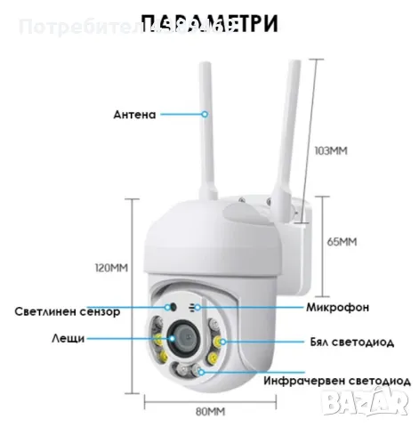 Wi Fi камера 1080P с връзка за PC, IOS, Android и нощен запис , снимка 2 - IP камери - 49198456