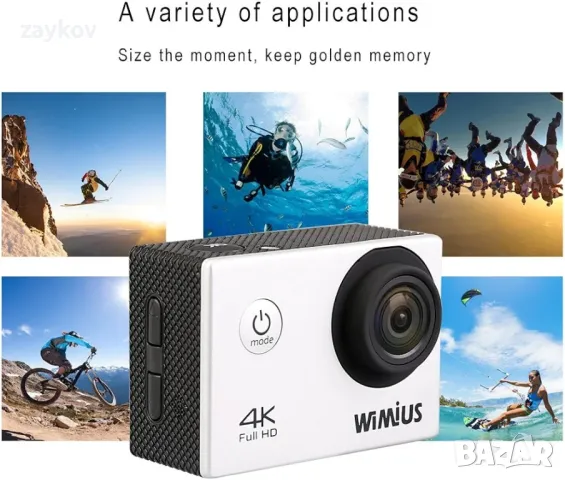 WIMIUS Q1 4K екшън камера Wifi Ultra HD 16MP Водоустойчива спортна камера 2.0'' 170°, снимка 4 - Камери - 46865825