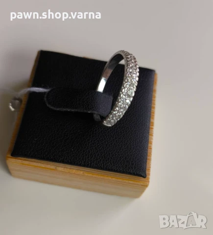 Нов сребърен пръстен 925 с фианити – родирано покритие, 2,20 г, размер 18 мм