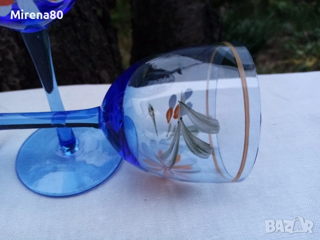 Сервиз за ракия - синьо стъкло, снимка 6 - Сервизи - 52172305