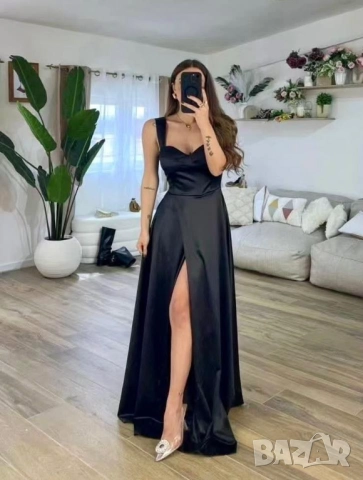 💎Дълги сатенени рокли с цепка   , снимка 6 - Рокли - 51681577