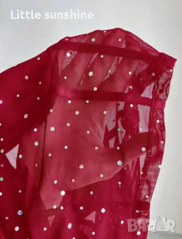 Парти бордо топ с блестящи елементи, снимка 6 - Корсети, бюстиета, топове - 49731013