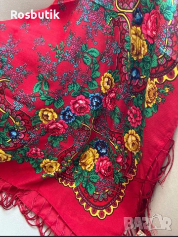 Традиционен руски вълнен шал нов с етикет , снимка 4 - Шалове - 52422839