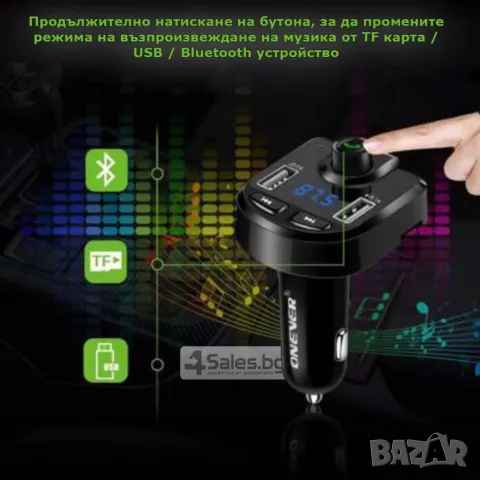 ONEVER BT36 Bluetooth трансмитер HF23, снимка 7 - Друга електроника - 48802138