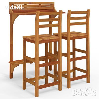 vidaXL Балконски бар комплект от 3 части, акация масив(SKU:3116002, снимка 1 - Градински мебели, декорация  - 45852601