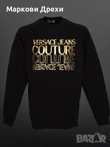 Versace Jeans Couture черен суичър с двойна златна щампа, снимка 2 - Суичъри - 47456992