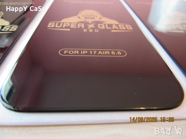 Apple iPhone 17 / Pro / Max / Air / ESD Premium Full Glue Стъклен протектор с цяло лепило, снимка 11 - Фолия, протектори - 51711513