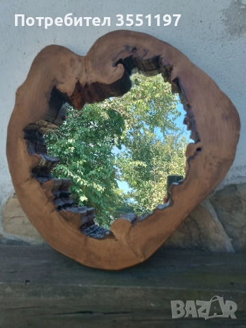 ОГЛЕДАЛО с рамка от дънер с жив вътрешен и външен ръб