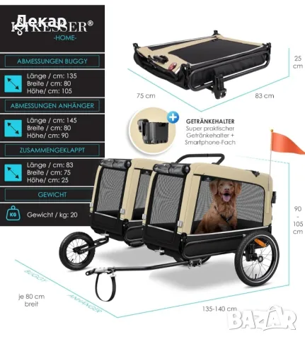 Kesser® ремарке за куче  3-в-1  голямо  240 литра обем, максимална товароносимост: 40 кг, снимка 7 - За кучета - 48550454