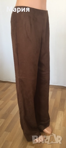 С / М Нов Дамски Панталон Yansi Fugel Имитира Велур Кафяв Есенен Зимен, снимка 9 - Панталони - 51825842