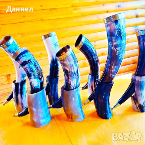 Чаши от естествен рог, Чаша от естествен рог, за пиене, викингска чаша  със стойка от естествен рог , снимка 6 - Чаши - 44247281