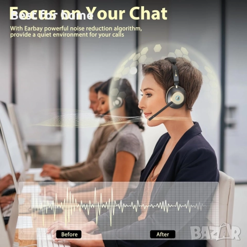 Професионална Bluetooth Слушалка Earbay с Микрофон – Шумопотискане и 40ч. батерия, снимка 2 - Слушалки и портативни колонки - 52978794