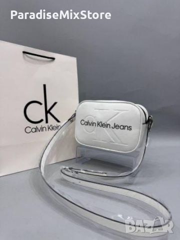 Дамска кожена чанта Calvin Klein реплика в черно и бяло, снимка 2 - Чанти - 46261081