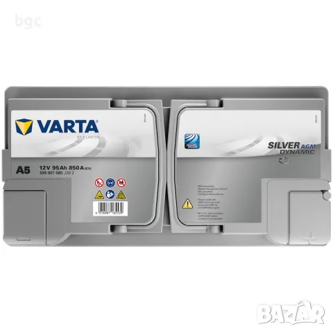 НОВ VARTA Silver AGM xEV A5 95Ah 850A 595901085 клема ⊕ отдясно - 24 мес гаранция, снимка 4 - Друга електроника - 49653035