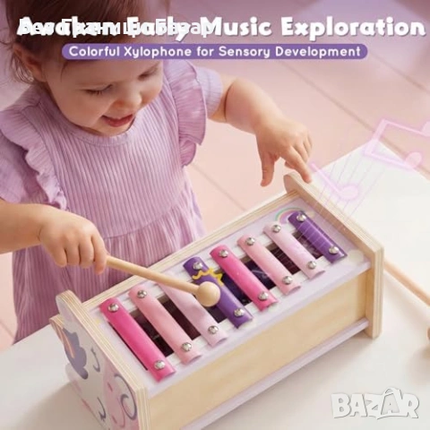 Нова монтесори Дървена образователна играчка чукче и ксилофон за деца, снимка 5 - Образователни игри - 53914381