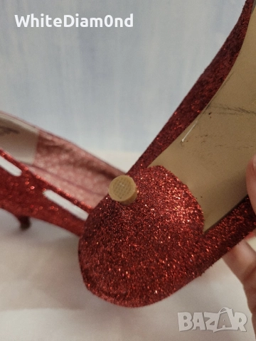 Стилни празнични червени дамски обувки на ток номер 38, снимка 4 - Дамски обувки на ток - 52354009