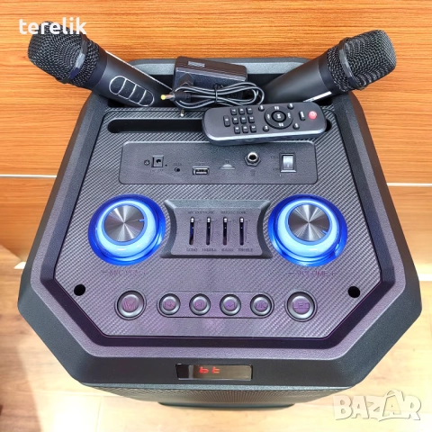 🔊 ABS-12202 – 12”×2 Xbass 200W 6000mah-50лв Професионална караоке тонколона, Bluetooth, 2 микрофонa, снимка 10 - Тонколони - 51831165
