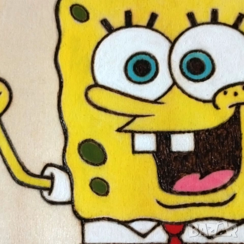 Спондж Боб Квадратни гащи - Ръчна пирография - SpongeBob SquarePants, снимка 2 - Картини - 54038925