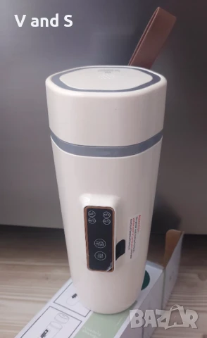 Кана за кола 12 V, CEIEVER Чаша за затопляне на кафе/чай/мляко за пътуване 350 мл, контрол на т