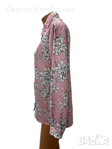LIU JO размер L / XL дамска риза блуза на цветя розово екрю, снимка 6 - Ризи - 45717793