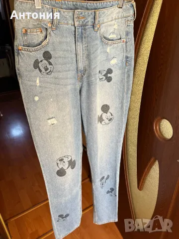 Дамски Дънки H&M с Mickey Mouse в Отлично Състояние, снимка 8 - Дънки - 47508908